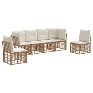 vidaXL Conjunto de Sof&aacute;s para Exterior Natural Poli&eacute;ster