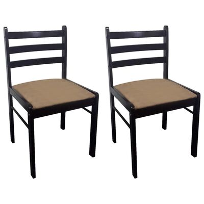 vidaXL Cadeiras de jantar 2 pcs seringueira maciça e veludo castanho