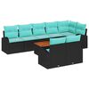vidaXL Conjunto de Sof&aacute; de Jardim 9 unid. Preto e Turquesa vime PE