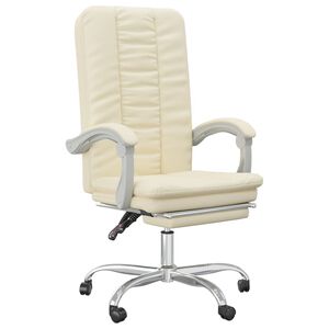 vidaXL Cadeira de escrit&oacute;rio reclin&aacute;vel couro artificial cor creme