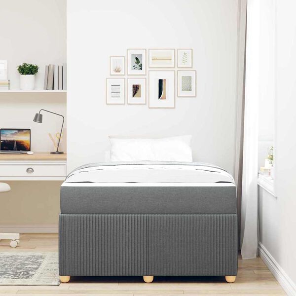 vidaXL Estrutura da Cama com colch&atilde;o Cinza Escuro 120 x 190 cm tecido
