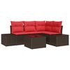vidaXL Conjunto de Sof&aacute; de Jardim 5 unid. Castanho vime PE