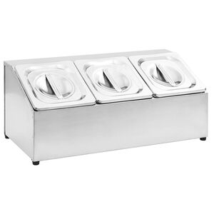 vidaXL Suporte gastronorm c/ 3 recipientes GN 1/6 a&ccedil;o inoxid&aacute;vel