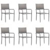 vidaXL Cadeiras de jantar empilh&aacute;veis para jardim 6 pcs vime PE cinza