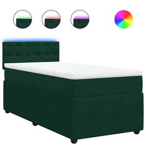 vidaXL Cama com molas/colch&atilde;o 80x200 cm veludo verde-escuro