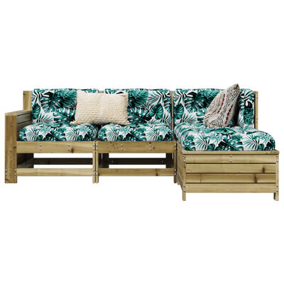 vidaXL 4 pcs conjunto sofás de jardim madeira de pinho impregnada
