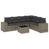 vidaXL 7 pcs conjunto sofás p/ jardim c/ almofadões vime PE cinzento