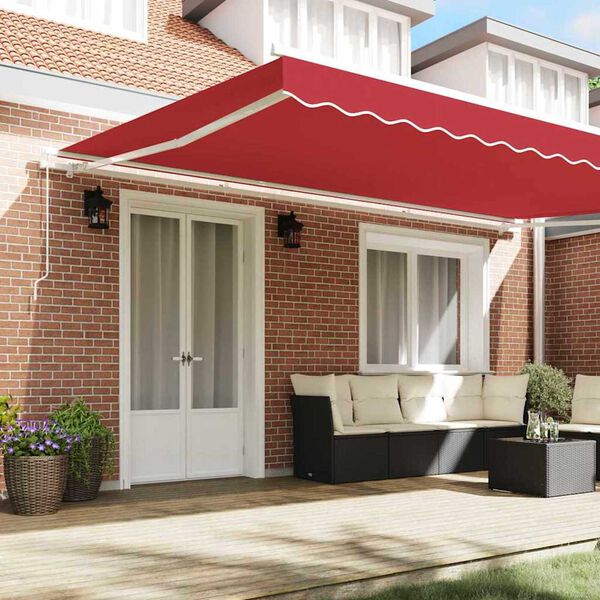 vidaXL Toldo Retr&aacute;til Vermelho 500 &times; 300 cm Tecido e Metal