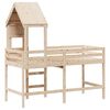 vidaXL Cama alta c/ escada e telhado 90x190 cm pinho maciço