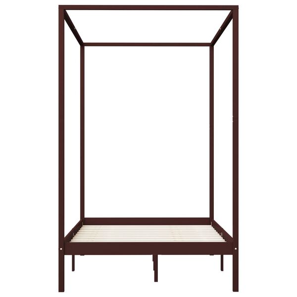 vidaXL Estrutura cama com toldo 120x200cm pinho maciço castanho-escuro