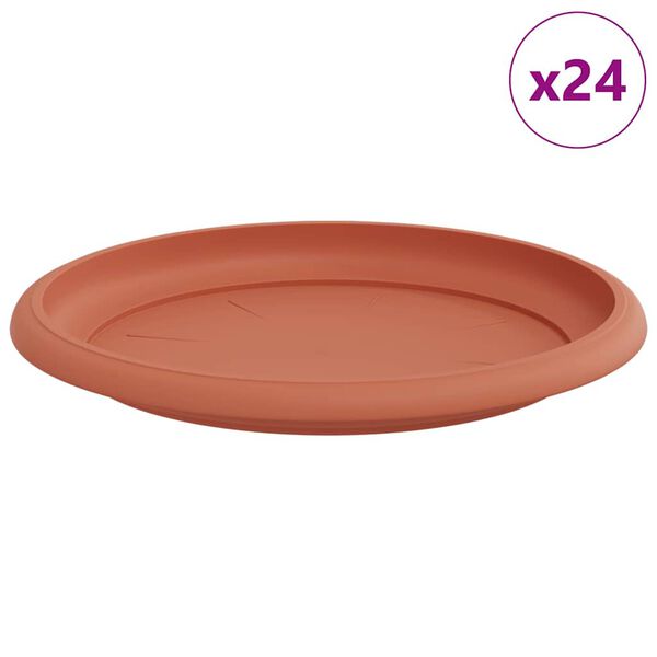 vidaXL Bandeja Redonda de Flores 24 pcs Vermelho Tijolo &Oslash; 14 x 2 cm