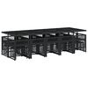 vidaXL 15 pcs conjunto de jantar p/jardim com almofad&otilde;es vime PE preto
