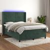 vidaXL Cama box spring c/ colch&atilde;o/LED 140x190 cm veludo verde-escuro