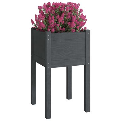 vidaXL Vaso/floreira de jardim 40x40x70 cm pinho maciço cinzento