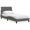 vidaXL Cama com colch&atilde;o 90x190 cm tecido cinzento-escuro