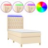 vidaXL Cama box spring c/ colch&atilde;o e LED 80x200 cm tecido cor creme