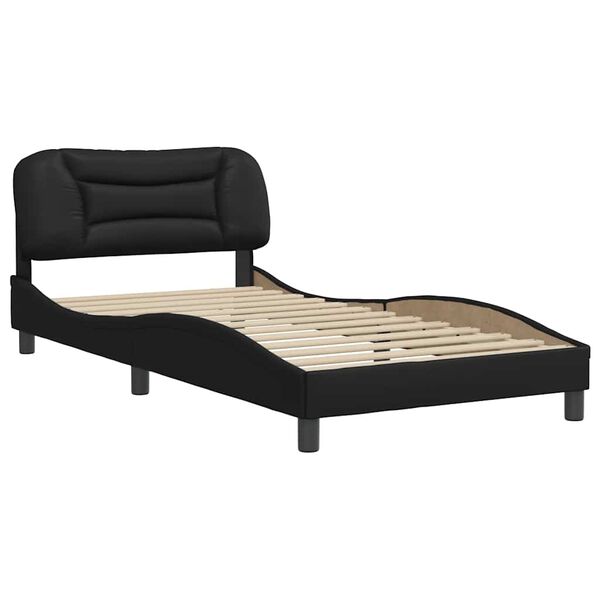 vidaXL Estrutura de cama sem colch&atilde;o Hvar 100x203cm couro artificial preto