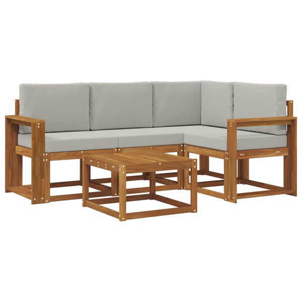 vidaXL Conjunto de Sof&aacute;s para Exterior 5 pcs Cinza Natural e Claro