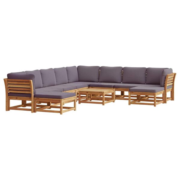 vidaXL 11pcs conjunto lounge jardim c/almofad&otilde;es madeira maci&ccedil;a ac&aacute;cia