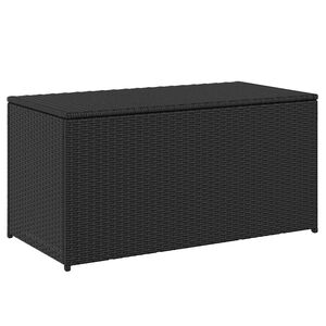 vidaXL Caixa de arruma&ccedil;&atilde;o para jardim 100x50x50 cm vime PE preto