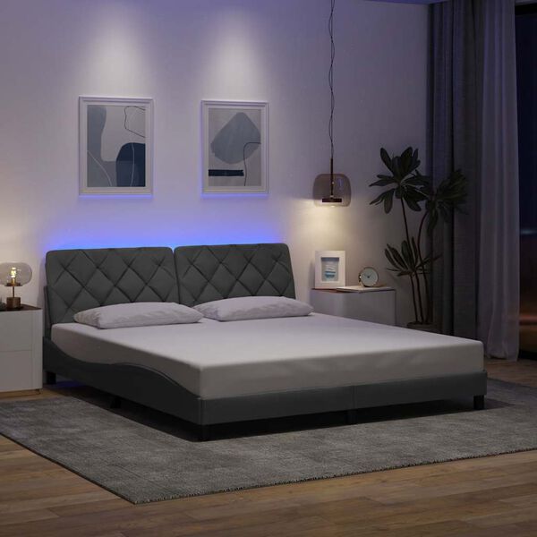 vidaXL Estrutura de cama com LED sem colch&atilde;o 180x200 cm tecido