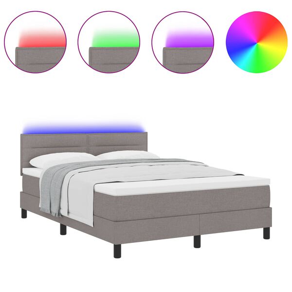 vidaXL Cama Box com colch&atilde;o Cinzento-acastanhado 140 x 200 cm tecido