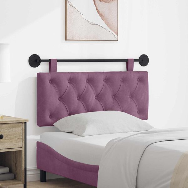 vidaXL Cabeceira Suspensa Roxo 110 x 55 x 7 cm Veludo