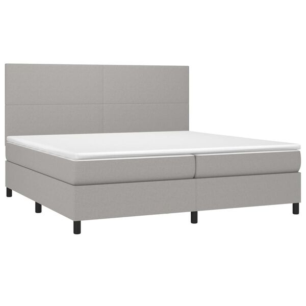 vidaXL Cama com molas/colch&atilde;o 200x200 cm tecido cinza-claro