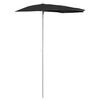 vidaXL Guarda-sol semicircular com mastro 180x90 cm preto