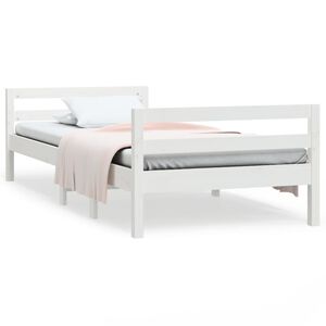vidaXL Estrutura de cama sem colch&atilde;o 80x200 cm pinho maci&ccedil;o branco