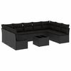 vidaXL 10 pcs conjunto sof&aacute;s de jardim c/ almofad&otilde;es vime PE preto