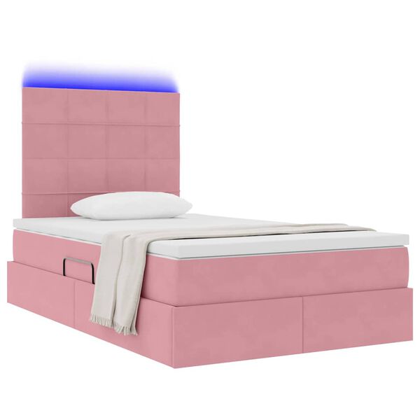 vidaXL Cama com arruma&ccedil;&atilde;o e LED com colch&atilde;o Rosa 120 x 200 cm Veludo