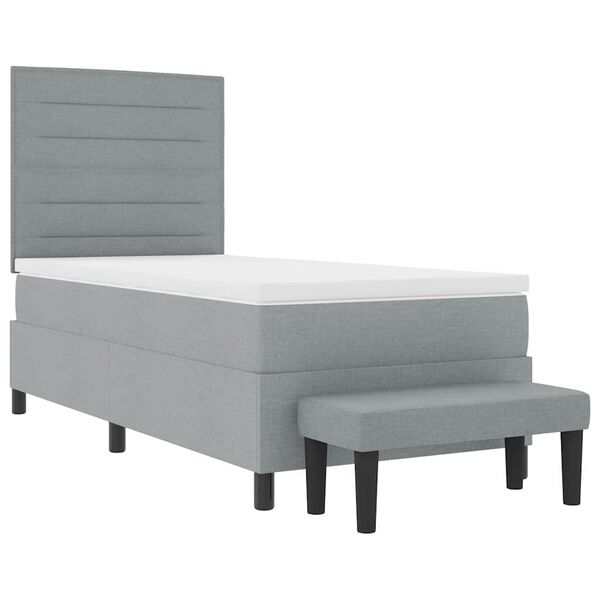 vidaXL Cama Box com colch&atilde;o Cinzento-claro 90 x 200 cm tecido