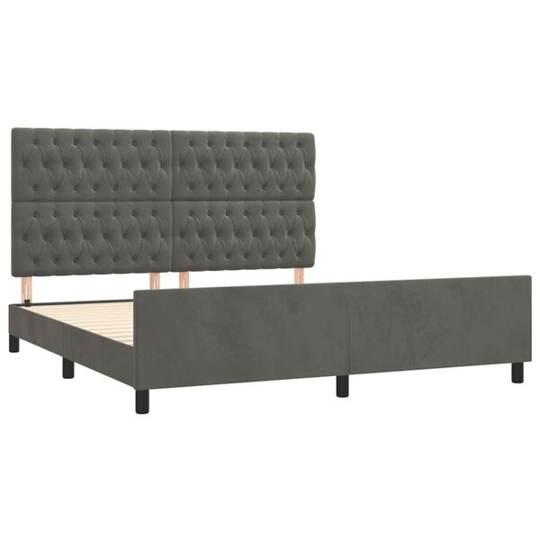 vidaXL Estrutura de cama c/ cabeceira 180x200cm veludo cinzento-escuro