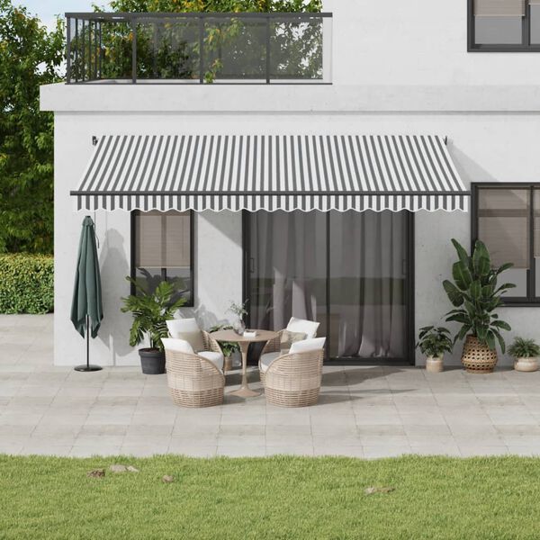 vidaXL Toldo retr&aacute;til autom&aacute;tico com LEDs 500x350 cm antracite/branco