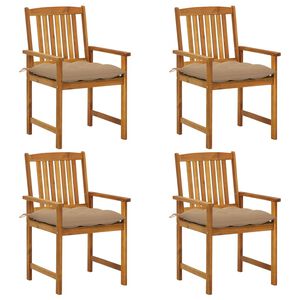 vidaXL Cadeiras de jardim c/ almofad&otilde;es 4 pcs madeira de ac&aacute;cia maci&ccedil;a