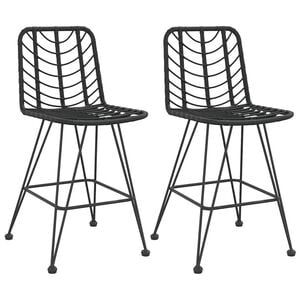 vidaXL Bancos de bar 2 pcs 45x56x103,5 cm vime PE e a&ccedil;o preto