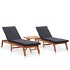 vidaXL Espregui&ccedil;adeiras com mesa 2 pcs vime e madeira de ac&aacute;cia maci&ccedil;a