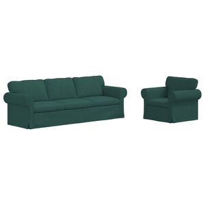 vidaXL Conjunto de Sof&aacute;s 2 pcs Verde Escuro 245 x 82 x 80 cm tecido