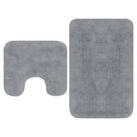 vidaXL Conjunto tapetes de casa de banho 2 pcs tecido cinzento