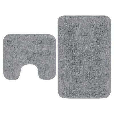 vidaXL Conjunto tapetes de casa de banho 2 pcs tecido cinzento