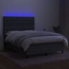 vidaXL Cama box spring c/ colch&atilde;o e LED 140x200 cm tecido cinza-escuro