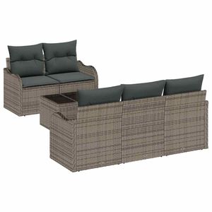 vidaXL Conjunto de Sof&aacute; de Jardim 6 pcs Cinzeto Rattan e A&ccedil;o e Vidro