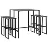 vidaXL Conjunto de bar para jardim 5 pcs a&ccedil;o revestido a p&oacute; preto