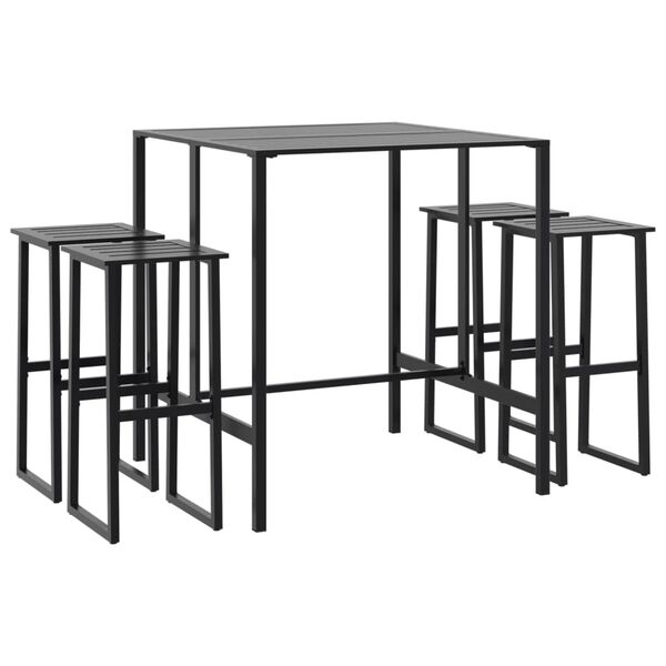 vidaXL Conjunto de bar para jardim 5 pcs a&ccedil;o revestido a p&oacute; preto