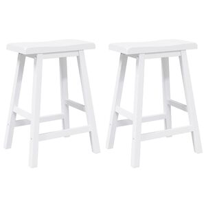 vidaXL Bancos de bar 2 pcs madeira de seringueira maci&ccedil;a branco