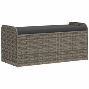 vidaXL Banco de arruma&ccedil;&atilde;o com almofad&atilde;o 115x51x52 cm vime PE cinzento