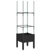 vidaXL Vaso/floreira de jardim c/ treli&ccedil;a 40x40x142,5 cm PP preto