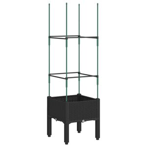 vidaXL Vaso/floreira de jardim c/ treli&ccedil;a 40x40x142,5 cm PP preto
