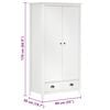 vidaXL Roupeiro 2 portas Hill 89x50x170 cm pinho maciço branco